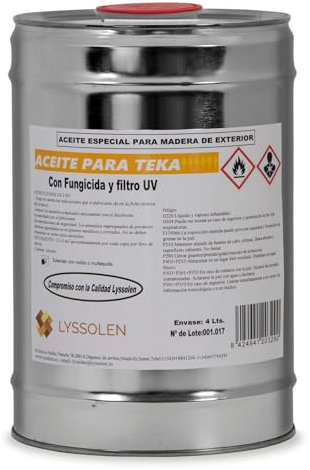 LYSSOLEN - Aceite de Teka para Madera Exterior con Filtro UV - Protección Superior para Muebles de Exterior - Nutre y Cuida la Madera 1 Litro