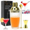 Gohytal Coctelera de Cristal de 400 ml, Cristal Transparente Dorado Juego de Cócteles con Vaso Medidor y Cuchara Mezcladora para Casa Bar Fiesta para Barman y Uso Doméstico