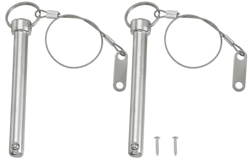 PATIKIL Perno A Sgancio Rapido, Diametro 1/2(12mm), Lunghezza Totale 3.9(100mm), Lunghezza Effettiva 3.6(92mm), 2pcs Perno Bimini Top In Acciaio Al Carbonio Con Filo Per Marine Argento