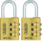ABUS Zahlenschloss 165/30 - Vorhängeschloss aus Messing - mit individuell einstellbarem Zahlencode - Kofferschloss/Spindschloss - ABUS-Sicherheitslevel 3 (Packung mit 2)