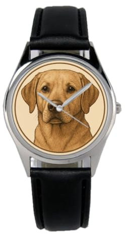 KIESENBERG Armbanduhr Labrador Hund Geschenk Artikel Idee Fan Damen Herren Unisex Analog Quartz Lederarmband Uhr 36mm Durchmesser B-2025009