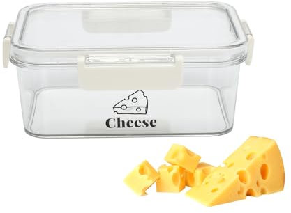 Gzsekken Cheese Storage Container for Fridge – Airtight Cheese Box with Lid, Clear Stackable BPA-Free Plastic Food Saver for Cream Chunks, Bacon, Butter – 750g Capacity