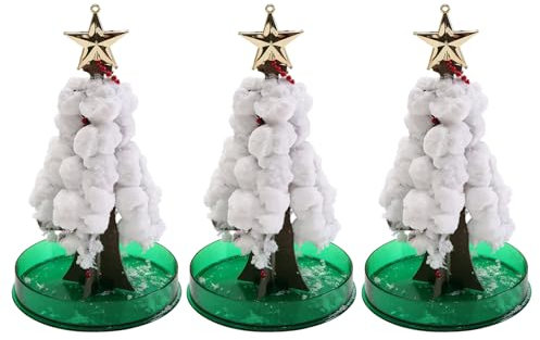 AMSLSIU 3 pezzi per coltivare il proprio kit magico per albero di Natale Display festivo con cristalli luminosi L'albero è di ca. Alberi di Natale di carta da 10 cm