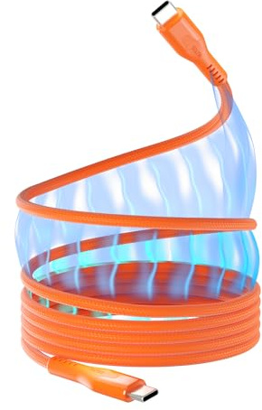 Statik MagStack Pro USB-C auf USB-C Kabel, magnetisches Schnellladekabel, für Auto & unterwegs, kompatibel mit 16 Pro Max, 15, Galaxy S,100 W,Orange, 2M/6FT, 1er-Pack