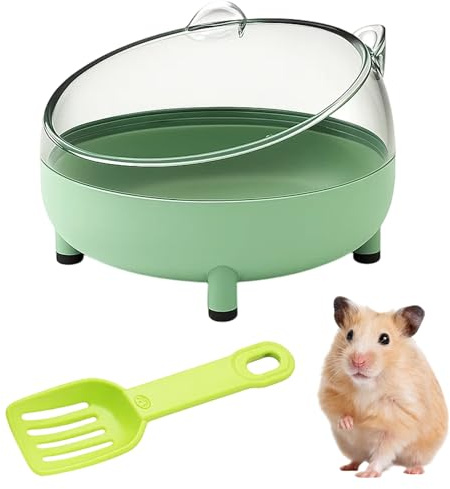 QhgPnt Hamster Sand Bath Container with Green Pet Scoop, Dust-Free Bathing with Rounded Edges, Sand Bath Box for Small Animal, Hamster Bathing Sand, Hamster Toilet (Green)