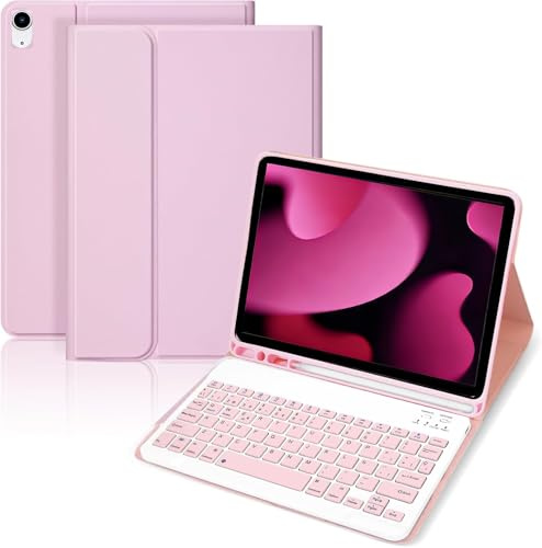 SXNIWBAI Funda con Teclado para iPad 11.ª Generación (A16) 11 2025, Compatible con iPad 10.ª Gen 10.9 2022 - Teclado Bluetooth Español Magnético Desmontable con Soporte para Lápiz (Rosa)