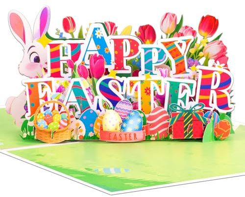 GREETING ART Pop Up Karte Ostern, Happy Easter Karte, Frohe Ostern Geschenkkarte mit Umschlag für Kinder