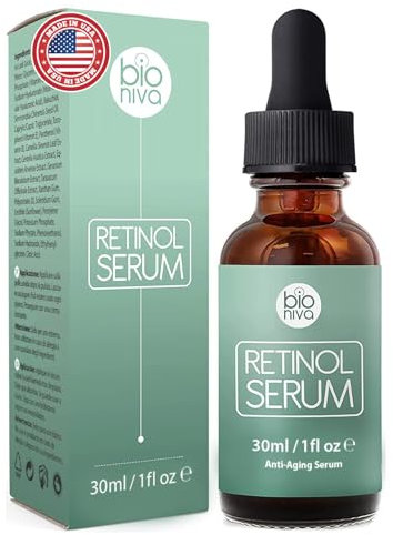 Bioniva Retinol Serum - Fortgeschrittene Formel mit liposomalem Retinol, Vitamin C, Aloe und veganer Hyaluronsäure - Effektive Anti-Aging-Behandlung für Gesicht, Hals und Körper - 30 ml
