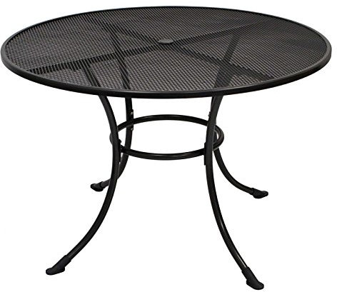 Gartenmoebel Streckmetalltisch RIVO 110cm rund, eisengrau MIT Schirmloch in der Mitte der Tischplatte Tisch