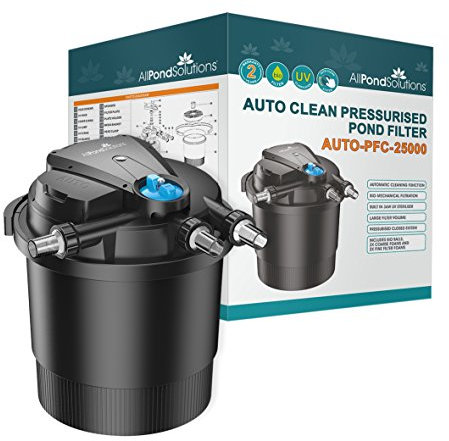 allpondsolutions Auto Cleaning Pressurised Koi Fish Pond Filter with UV Steriliser Light All in One - Ponds Up to 25000 litres - AUTO-PFC-25000