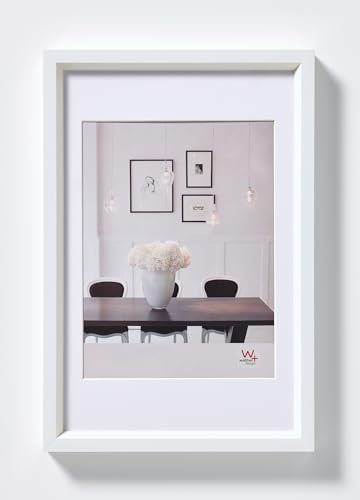 walther design Bilderrahmen weiss 50 x 60 cm mit Passepartout, Steel Style Kunststoffrahmen ES060W