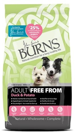 Burns Pet Nutrition Hypoallergenic Complete Dry Dog Food Adult and Senior Dog Grain Free Duck and Potato Grain Free 2 kg