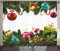 ABAKUHAUS Weihnachten Rustikaler Gardine, Neue Jahr-Gruß, Schlafzimmer Kräuselband Vorhang mit Schlaufen und Haken, 280 x 225 cm, Grün Magenta