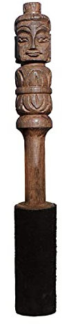 TARORO Maza/Palo/Baqueta de madera fina con cuero negro y Buda tallado a mano para cuenco tibetano. Optimo como regalo