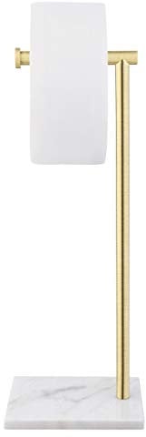 KES Toilettenpapierhalter Stehend Klopapierhalter Edelstahl Klorollenhalter mit Marmor Basis Toilettenpapierständer WC Papier Halterung Toilettenpapier Gebürstetes Gold, BPH285S1-BZ