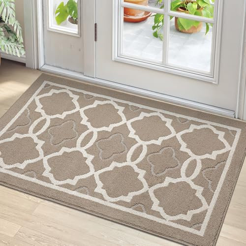 DEXI Door Mat 80 x 120 cm, Doormat Indoor Dirt Trapper Non-slip, Machine Washable Entrance Rug, Super Absorbent Inside Floor Doormats, Brown