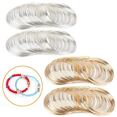 Schmuckdraht Set Handwerk Aluminiumdraht Ringe 4 Set 100 Memory Wire Memory Steel Wire Armband Memory Wire Kreise Für Draht Diy Schmuck Ring Ohrring Armband Halskette Haarband Basteln Golden Silber