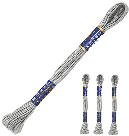 3 Docken Stickgarn je ca. 8m / Sticktwist 100% Baumwolle Stickerei verschiedene Farbwahl, Farbe :8112 silbergrau