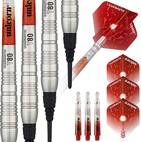 Unicorn Soft Tip Profi Dartpfeile Set | Core Striker Series Style 4 | 80% natürliches Wolfram Barrels | 22g