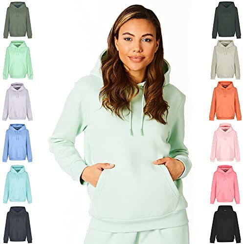 Light & Shade LSLSWT005 Top in Felpa con Cappuccio Super Soft Touch Loungewear da Donna, Giada Nebbiosa, XL