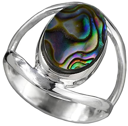 I-be, Paua Muschel Abalone Ring, 925 Silber, 1082/10x14-2B