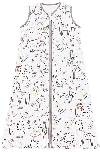 Chilsuessy Sommerschlafsack Baby Schlafsack Kleine Kinder Schlafanzug ohne Ärmel für Sommer und Frühling 100% Baumwolle, Bemalte Tiere, 130/Baby Höhe 130-150cm