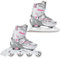 RAVEN Profession Inlineskates Inliner für Kinder und Erwachsene OPTIONAL 2in1 mit Schlittschuhen verstellbar (White/Pink mit Kufen, 28-32 (18,5cm-21cm))