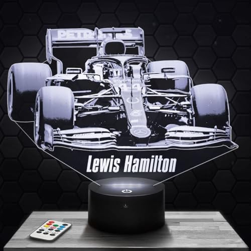 Nachttischlampe - Touch-Nachtlicht Formule 1 L. Hamilton F1 3D-LED-Lampe Illusion, Geschenkidee Weihnachten Geburtstag Junge und Mädchen Nachttischlampe Kinder- oder Erwachsenenzimmer TOP