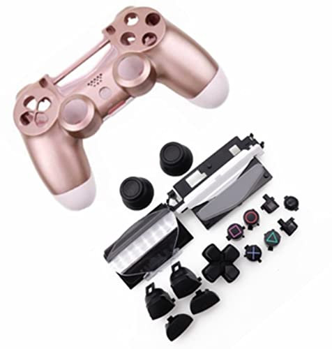 HUAYUWA Plastic Game Controller Housing Case (Rose Gold) with Buttons Replacement Set Fits for PlayStation 4 Slim 4.0 JDS-040 JDM-040 (V1 Version)