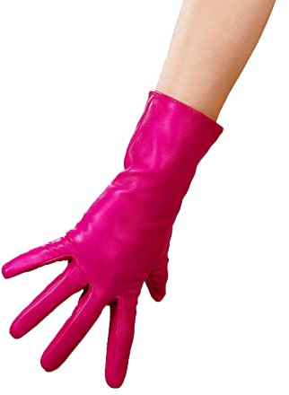 DooWay Damen Mode Kleid Lederhandschuhe Kunstleder Abendkostüm Rose 28cm, Rose, 28 cm, 85