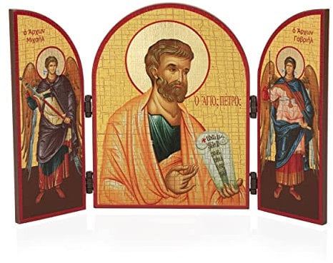 NKlaus Aposteln Petrus Triptychon Holz Ikone 25x16cm christlich 11320
