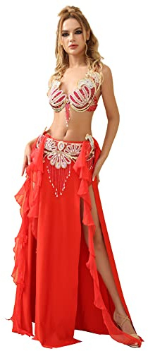 ROYAL SMEELA Bauchtanz Kostum Damen Profi Bauchtanz Outfits Bauchtanz BH gürtel Rock Set Karnevals kostüme Damen Bauchtanz Kleidung Bauch tanzen kostüm für Frauen bauchtänzerin kostüm professionell