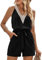 EVELIFE Women Summer Short Jumpsuits Sleeveless Tank Top V Neck Jumpsuit Rompers(Black S)