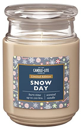 Candle-Lite Duftkerze im Glas mit Deckel | Snow Day | Duftkerze Winter | Kerzen lange Brenndauer (bis 110h) | Kerzen Weiß | Duftkerze Groß (510g)