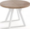 WFL GROUP Designer Runder Ausziehbarer Esstisch - Loft-Stil, Industriell, Platzsparend - Weiße Beine - 100 bis 150 cm - für 6-8 Personen - Hergestellt in EU - Eiche Sonoma - 150 cm