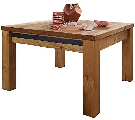 Lomadox Couchtisch Wohnzimmertisch Sofatisch quadratisch 70 x 70 cm Massivholz Kiefer massiv eichefarbig
