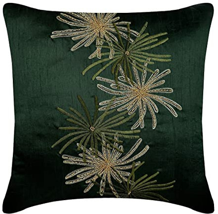The HomeCentric Dunkelgrun Werfen Kissen Decken, Botanisch Kissen Decken, Wurfkissenbezuge 2 Stück, 40x40 cm, Platz Seide Kissenbezug, Blumen - Green Foliage