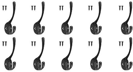 Youyijia 10 Pcs Double Coat Hook Cast Iron Double Hat & Coat Hooks Classic Antique Industrial Style Iron Hanger…