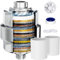 EMBATHER - Filtro doccia a 20 stadi per acqua dura, rimuove cloro/fluoruro/metalli pesanti, filtro addolcitore doccia ad alto rendimento per capelli, 2 cartucce, cromato lucido