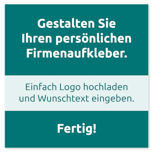 Firmen-Aufkleber mit Logo & Wunschtext selbst gestalten, 48 Stück, PVC-Folie, selbstklebend, wetterfest - Logo-Etiketten mit Firmeneindruck (Quadratisch 10 cm)