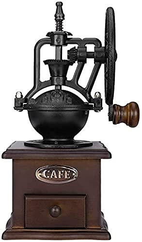 Manuelle Kaffeemühle, Bohnen-Getreidemühle, Premium-Eisen, langlebiger Keramik-Mahlkern, rutschfester Holzsockel, Vintage-Antik-Stil, für Zuhause, Küche, Café