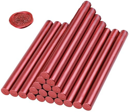 Coolty 20 Pack Wax Seal Sticks 11mm Glue Gun Sealing Wax Sticks for Sealing Invitations Cards Envelopes Gift Wrapping (Red)