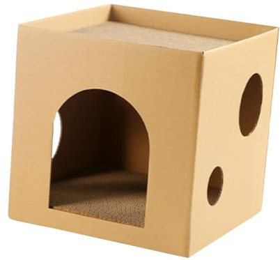 FRCOLOR Katze Kratzbrett Und Haus Aus Stabilem Wellpappe Tragbares Katzenmöbel Für Innenräume Multifunktionales Spielzeug Zum Kratzen Und Entspannen Für Katzen Und Kitten