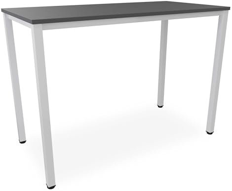 Stehtisch Büro-Besprechungstisch Metallgestell grau, Beine quadratisch, Steh-Arbeitstisch Gesamthöhe 112,5 cm, Pausentisch Empfangstisch hauseigene Fertigung, Workstation (Anthrazit, 160 x 80 cm)