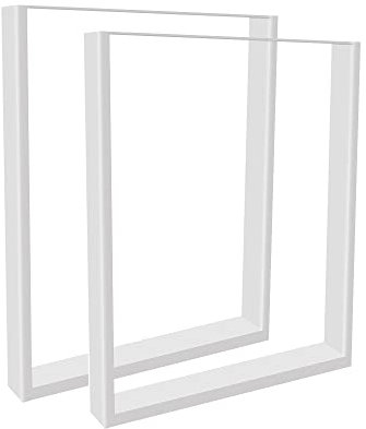 Belfoyer Lot de 2 Pied de Table Metal, 60 x 72 cm, Pieds de Bureau Rectangulaire, Pied de Table Metal, Tube carré, Pied de Meuble, en Acier, Pieds de Table à Manger (Blanc)