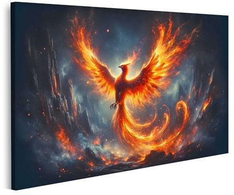 islandburner Bild auf Leinwand Majestätischer Flug des Phönix mit feurigen Flügeln Bilder Wandbilder Poster