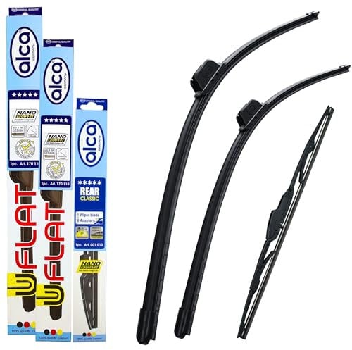 alca Wiper Blades Flat Hook Fits Nissan Qashqai 2014-2020 Full Set Front And Rear Wipers AH 261612ARC