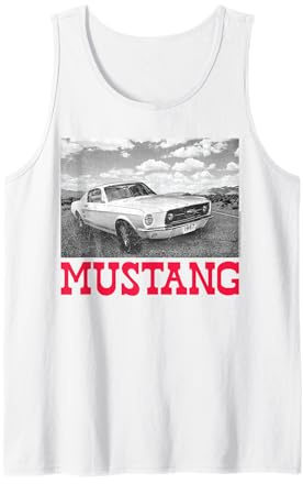 Ford Mustang 1967 Graustufenauto mit Wolken Tank Top