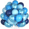 60 Stück Luftballons Blau, Metallic Chrom Helium Ballons Set, Marine und Baby Blaue Latex Luftballons für Geburtstag Hochzeit Verlobung Babyparty Dekoration