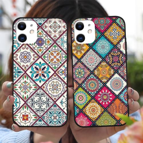 Foonary 2 Pezzi Cover per iPhone 12 / iPhone 12 Pro 6,1, Custodia Aesthetic Colore Motivo Design Cellulare, Morbida Silicone TPU Bumper Sottile Ragazza Protettiva Case per iPhone 12/12 Pro, Nero